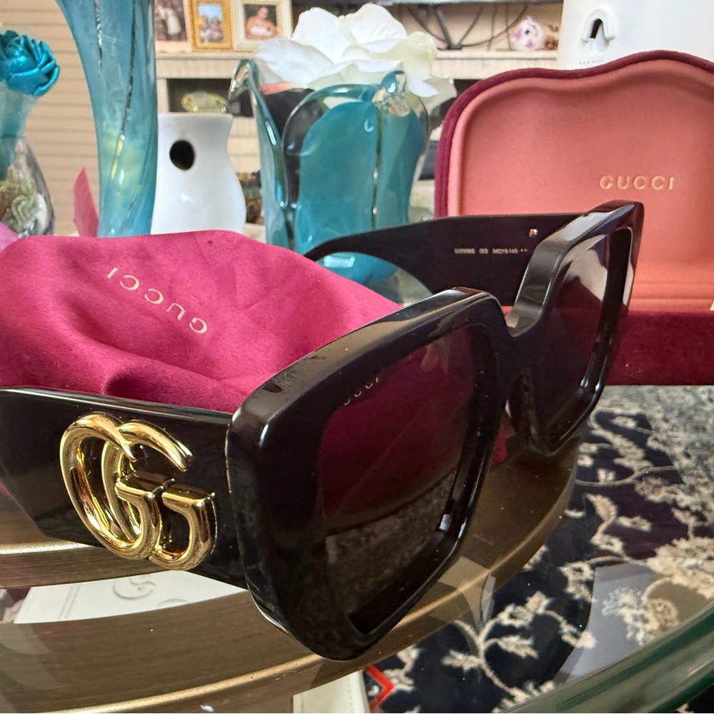 Gucci Black Sunglasses with Gold Logo